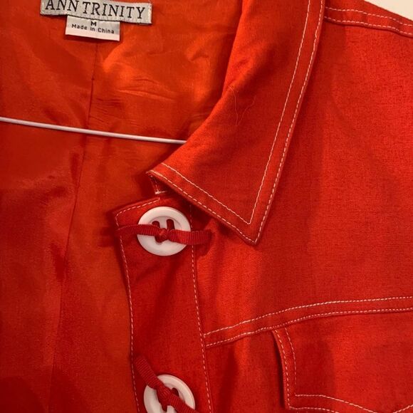 Ann Trinity Ribbon Button Orange Jacket sz M - Picture 4 of 5